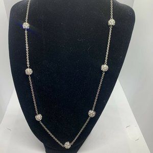 Nolan Miller Italian Sterling Silver 925 Necklace W/ Rhinestone Beads